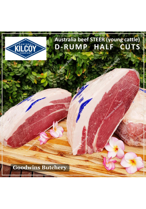 Beef D RUMP frozen Australia STEER young cattle DIAMANTINA or KILCOY half cuts +/- 3 kg/pc (price/kg)